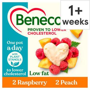 Benecol Raspberry & Peach Low Fat Yogurt 4 Pack 480G