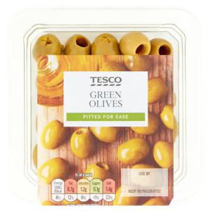 Tesco Pitted Green Olives 95G