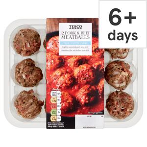 Tesco 12 Pork & Beef Meatballs 360G