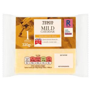 Tesco British Mild Cheddar Cheese 220G