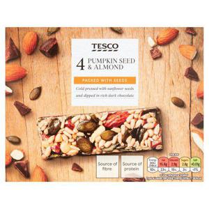 Tesco Pumpkin Seeds Almond & Dark Chocolate Bars 140G