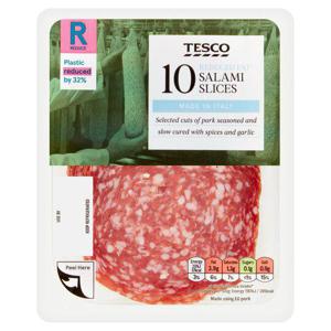 Tesco Reduced Fat 10 Salami Slices 100G