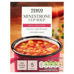 Tesco Minestrone & Croutons Soup In A Mug 5 Pack 115G