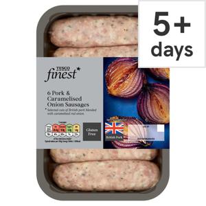 Tesco Finest 6 Pork & Caramelised Onion Sausages 400G