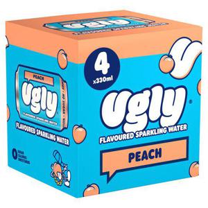 Ugly Drinks Peach Flavoured Sparkling Water 4 X 330Ml