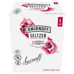 Smirnoff Seltzer Raspberry & Rhubarb 4X330ml