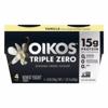 Oikos Triple Zero Yogurt, Non Fat, Vanilla, Greek, 4 Pack