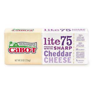 Cabot Cheese Cheese, 75% Extra Light White Cheddar Bar