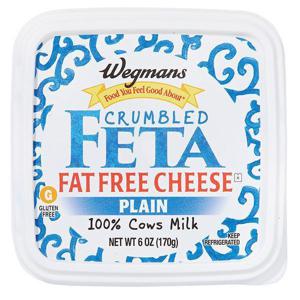 Wegmans Cheese, Feta, Crumbled, Plain, Fat Free