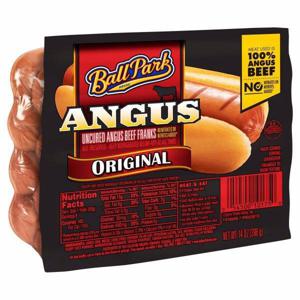 Ball Park Angus Beef Hot Dogs, Original Length, 8 Count