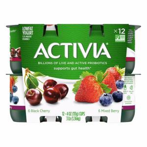 Activia Yogurt, Lowfat, Black Cherry/Mixed Berry, 12 Pack