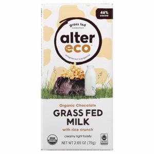 Alter Eco Grass Fed Collection Chocolate Bar, Organic, Milk with Rice Crunch