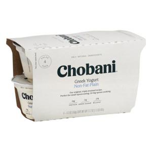 Chobani Yogurt, Greek, Non-Fat Plain, Value 4 Pack