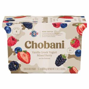 Chobani Yogurt, Greek, Low-Fat, Mixed Berry, Value Pack, 4 Pack