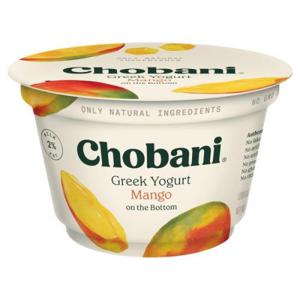 Chobani Yogurt, Greek, Low-Fat, Mango, on the Bottom