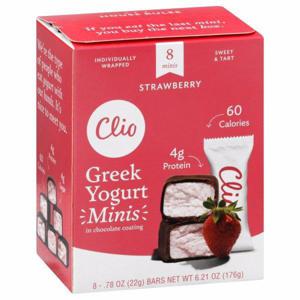 Clio Greek Yogurt Bar, Strawberry, Minis, 8 Pack