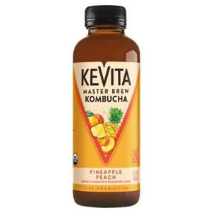 KEVITA Master Brew Kombucha Flavored Beverages Chilled, Pineapple Peach