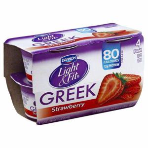 Light & Fit Yogurt, Greek, Nonfat, Strawberry, 4 Pack