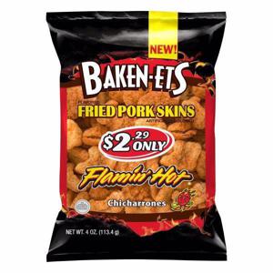 Baken-Ets Fried Pork Skins, Flamin' Hot Flavored, Chicharrones