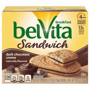 Belvita Breakfast Sandwich Breakfast Biscuits, Dark Chocolate Creme