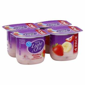 Light & Fit Yogurt, Nonfat, Strawberry Banana, 4 Pack