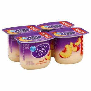 Light & Fit Yogurt, Nonfat, Peach, 4 Pack