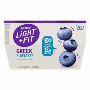 Light + Fit Yogurt, Nonfat, Blueberry, Greek, 4 Pack