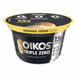 Oikos Triple Zero Yogurt, Nonfat, Banana Creme, Blended, Greek