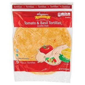 Wegmans Tomato & Basil Tortillas, Gordita Style, 10 Inch, 6 Count