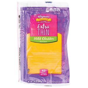 Wegmans Extra Thin Sliced Mild Cheddar Cheese, 20 Slices