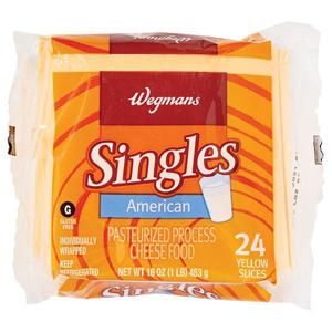 Wegmans Cheese, Singles, American, Yellow, 24 Slices