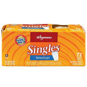 Wegmans Cheese, Singles, American, White, 72 Slices, FAMILY PACK