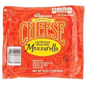 Wegmans Cheese, Mozzarella Whole Milk, Chunk