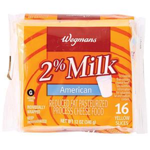 Wegmans Cheese, 2% Milk, American, Yellow, 16 Slices