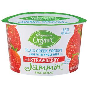 Wegmans Organic Plain Greek Yogurt Made with Whole Milk with Strawberry Jammin' Fruit Spread