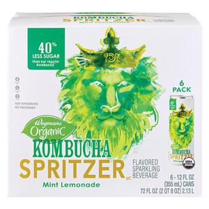 Wegmans Organic Mint Lemonade Kombucha Spritzer, 6 Pack