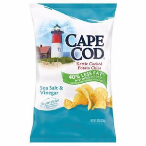 Cape Cod Potato Chips, 40% Less Fat, Sea Salt & Vinegar, Kettle Cooked