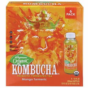 Wegmans Organic Mango Turmeric Kombucha, 6 Pack