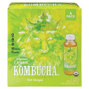 Wegmans Organic Kombucha, Hot Ginger, 6 Pack, FAMILY PACK