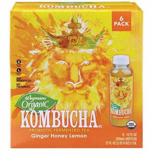 Wegmans Organic Ginger Honey Lemon Kombucha, FAMILY PACK