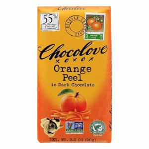 Chocolove Dark Chocolate, Orange Peel, 55% Cocoa