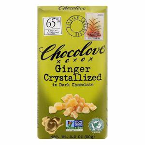 Chocolove Dark Chocolate, Ginger Crystallized, 65 Cocoa