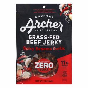 Country Archer Provisions Beef Jerky, Zero Sugar, Spicy Sesame Garlic, Grass-Fed