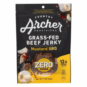 Country Archer Provisions Beef Jerky, Zero Sugar, Mustard BBQ, Grass-Fed