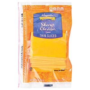 Wegmans Sharp Cheddar Cheese, Thin Sliced