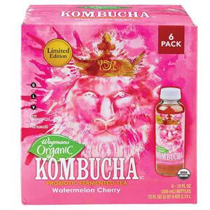 Wegmans Organic Watermelon Cherry Kombucha, 6 Pack