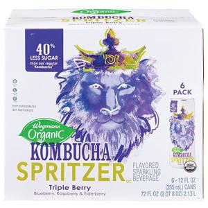 Wegmans Organic Triple Berry Kombucha Spritzer, 6 Pack