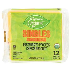 Wegmans Organic Singles American Pasteurized Process Cheese Product, 12 Yellow Singles