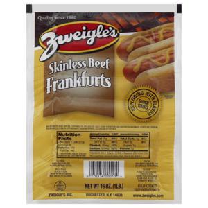 ZWEIGLES Frankfurts, Beef, Skinless