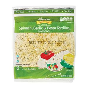 Wegmans Spinach, Garlic & Pesto Tortillas, Gordita Style